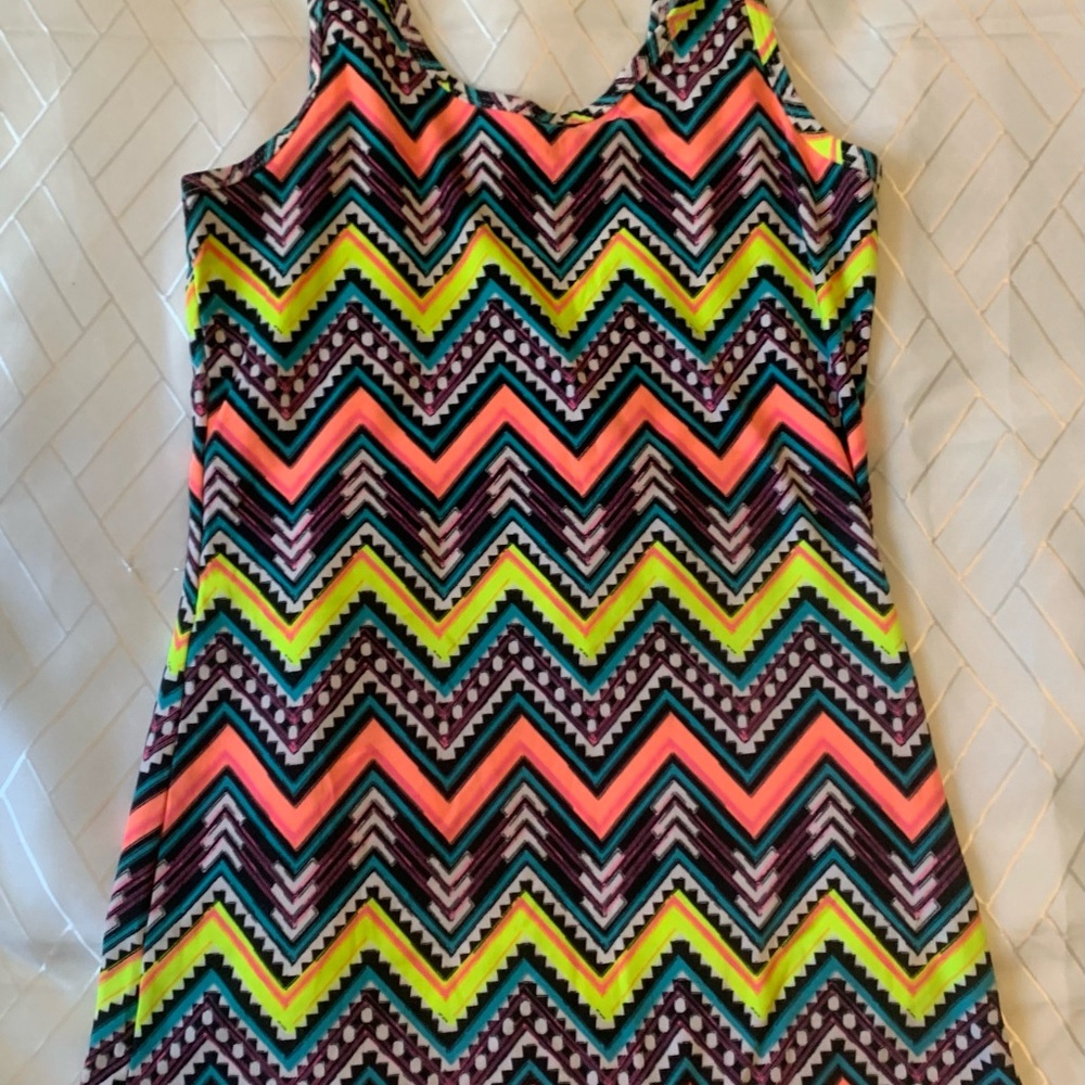 Colorful Chevron zig zag tribal print stretchy tank top geometric pattern art